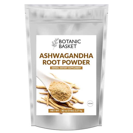 [BRSROGQZPN7RQAAU] Botanic Basket Ashwagandha Root Powder 5 Pound, No Filler, No Additives, Highly Purified | Active Withanolides, No GMO, Gluten Free