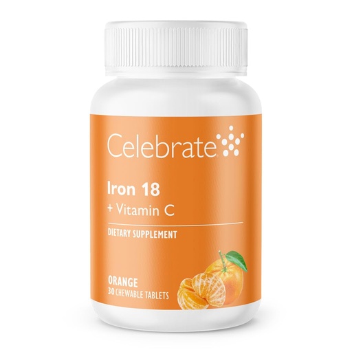[BRSWIYI7C4GRKADM] Celebrate Iron+C 18mg Chewable Tangerine, 30 Count