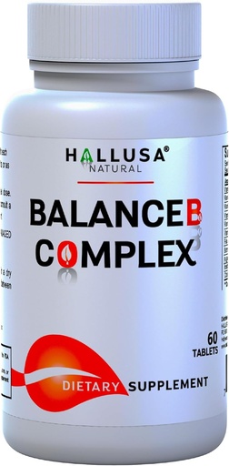 [BRSRMHQNOF7WM3Q6] Hallusa Natural Vitamiini B Complex Biotiini, B12, B6, B5, B3, B2 ... Energia, aineenvaihdunta & hiusten tuki 60 tablettia