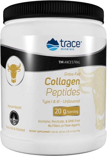 [BRSRMCD2DMIAAAD7] Trace Minerals Collagen Peptides - Healthy Bone & Joint Support - Collagen Supplement Aids Strong Hair, Nails & Skin - Powder Supplement Supports Gut Health - Unflavored, 571g (28 Servings)