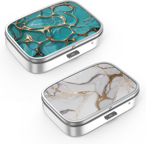 [BRSW2CYQAUFRMYDA] Pill Box 2 Comment Small Pill Case, Portable for Pocket atau Purse Pill Organizer Pill Container Hoder untuk Hold Vitamin, Medication, Fish Oil and Suplemen (2PCS)
