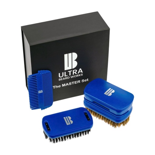 [BRSROGD7OEJWMGQ6] Magnetized High-end Beard Brush “Master” Set. The "ULTIMATE BRUSH" is a 3-in-1 brush set. Includes: mirror, storage compartment, two combs, and two brushes. Detachable pieces make a customized unit.
