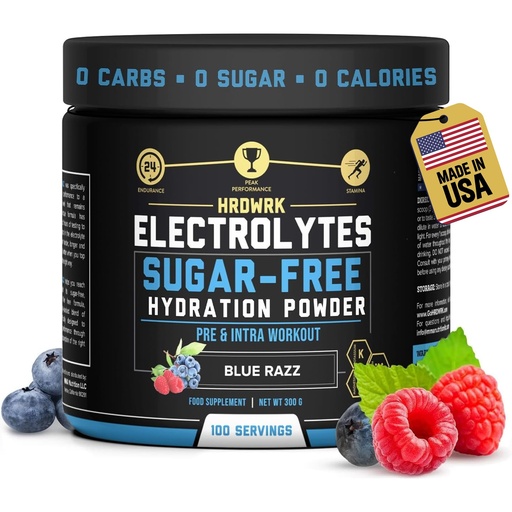 [BRSWGCD7BV6WCET2] MMA Nutrition HRDWRK Electrolytes Powder with Magnesium, Potassium - Sugar Free Electrolytes Boost Endurance and Reduce Fatigue with This Electrolytes Supplement - Maximum Hydration - Keto Friendly