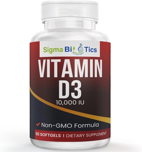 [BRSRAH3RCIHRQE3H] High-Potency Vitamin D 10,000 IU - Bone & Immune Support Supplements - Non-GMO Vitamin D Softgels for Calcium Absorption & Wellness - 250 mcg Cholecalciferol - 60 Softgels
