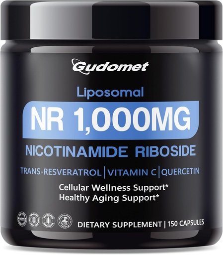 [BRSRAHYNCEPBYG36] Lipozomální NR (Nikotinamid Ribosid) s Trans- Resveratrol, Vitamin C & Quercetin - Podporuje celulární Wellness & Zdravé stárnutí - 150 kapsules - Made in The USA