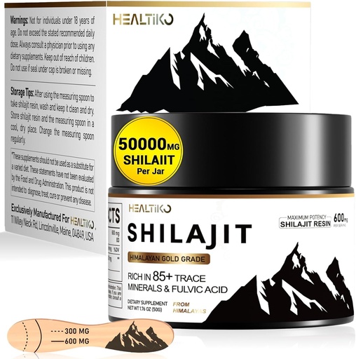[BRSRAEANPMPBM2DB] Shilajit Resin, Himalayan Shilajit Organic - 600mg Potency Gold Grade, Shilajit for Men & Women with 85+ Trace Minerals & Fulvic Acid, for Energy, Immunity & Strength, 83 Serving (50g)