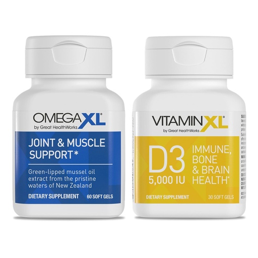 [BRSW2BT6DINAE23U] OmegaXL Joint Support Supplement - 60 Softgels & VitaminXL D3 High Potency Daily Vitamin D 5000 IU 125mcg Immune Support Supplement (30 Softgels) - 2 Pack