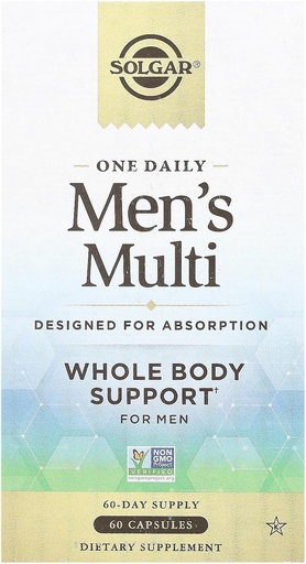[BRSROGQTAEDWMDY7] Solgar One Daily Men's Multivitamin Whole Body Support Supplement, Highly Absorbable Gecikme Bir Günlük Insanlar Için Bir Zaman Kapsülü - Immune Heart Energy Stres & Kas Health, 60 Hizmet
