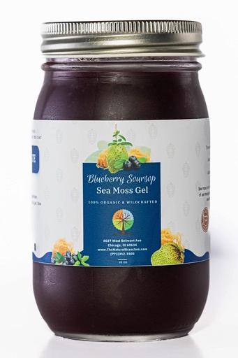 [BRSRMCQBDEGR63L3] Organic Blueberry and Soursop Fruit Sea Moss Gel 16oz - Al Natural & Certified USDA Organic Seamoss Gel - Wildcrafted Saint Lucia SeaMoss gél - Hrdo vyrobené v USA