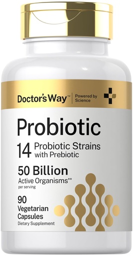 [BRSRAYAZPICQY3Q4] Doctor's Way Probiotic Supplement | 50 Billion Active Organisms | 90 Capsules | 14 Strains with Prebiotic | for Men and Women | Vegetarian, Non-GMO, Gluten Free