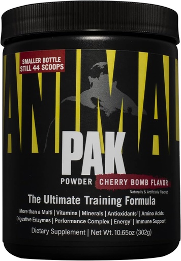 [BRSWKHQTOIDRCFDC] Animal Pak - All-in-One bitamina eta hauts osagarria - Zinka, bitamina C, B, D, Aminoazidoak eta gehiago - Kirol-nutrizioaren errendimendua Multivitamin for Women and Men - 44 Scoops, Cherry Bomb