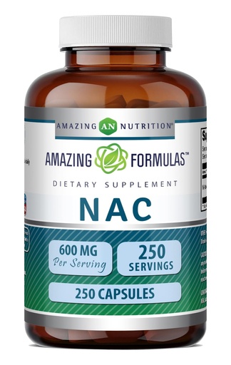 [BRSWKFIAB4DBAET2] Amazing Formulas NAC (N-Acetyl-L-Cysteine) Supplement | 600 Mg per Serving | 250 Capsules | Non-GMO | Gluten Free | Made in USA