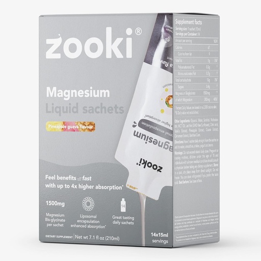 [BRSROHA6OQOWCAI4] Zooki Liposomal Magnesium Glycinate 1500mg Liquid – 4X Higher Absorption – Great Taste, Sugar Free, Vegan – Alternative to High Strength Magnesium Tablets – Sleep, Stress, Muscle Cramps (14 Servings)