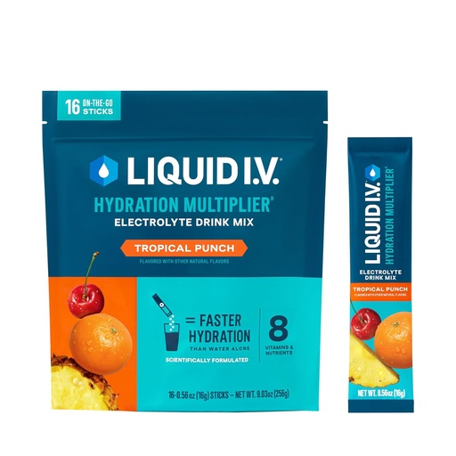 [BRSRMY36OQDWYD35] Liquid I.V.® Hydration Multiplier - Tropical Punch | Electrolyte Powder Drink Mix | 1 Pack (16 Servings)