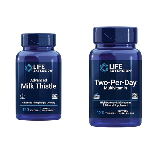 [BRSRAY33CAHBA3T5] Life Extension Advanced Milk Thistle 120 Softgels and Two-Per-Day High Potency Multi-Vitamin & Mineral 120 Tablets Bundle