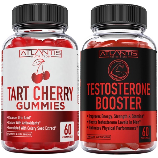 [BRSROGQ2CFYRYAD3] Atlantis Nutrition Tart Cherry 60 Gummies + Testosterone Booster 2-Pack (120 Gummies)