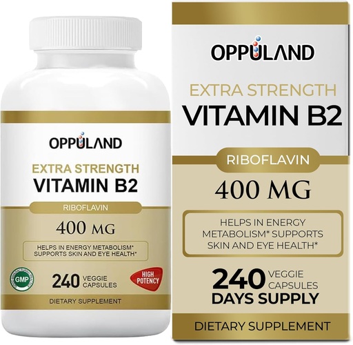 [BRSRAZT7DF6GACDG] Riboflavin Vitamin B2 Supplement - B-2 Vitamini - Enerji Metabolism ve Hücresel Fonksiyonlar - Erkekler ve Kadınlar için Günlük Beslenme Supplementleri - 400 mg Capsules - 240 Count