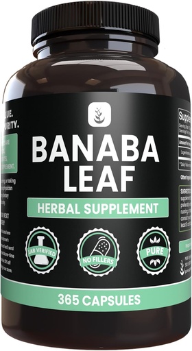 [BRSRMEI2BAHBEHTJ] PURE ORIGINAL INGREDIENTS Banaba Leaf Extract (365 Kapsle) No Magnesium or Rice Fillers, Vždy čisté, Laboratorní ověřené