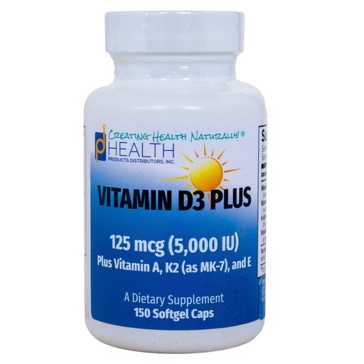 [BRSWI2QFOAPRMYIV] VITAMIN D3 PLUS –125 mcg (5000 IU) Vitamin D3 | Vitamin K2 (MK-7) and Vitamin A | Natural Form of Vitamin D | Includes Tocotrienols as Antioxidants | Non-GMO |150 Softgel Caps