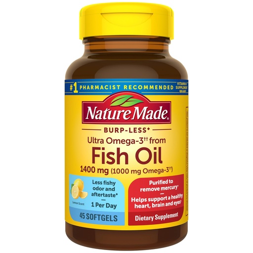 [BRSWKYQ3CB5RUHDY] Nature Made Extra Strength Omega 3 Fish Oil Supplements, 1400mg, Fish Oil Omega 3 Supplements as Ethyl Esters for Healthy Heart, Brain, Eyes, Mood Support, 45 Softgels, 45 Day Supply