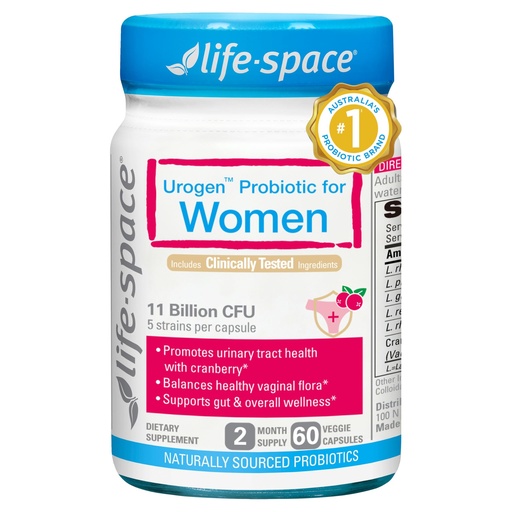 [BRSW2ZA7C4NBSD3K] Life-Space Urogen Probiotics for Women, Probiotics+Cranberry, 2 Month Serving, Women's Probiotic for PH Balance, Urinary Tract, Digestive & Immune Health, Lactobacillus reuteri, Non-GMO, 60 Ct