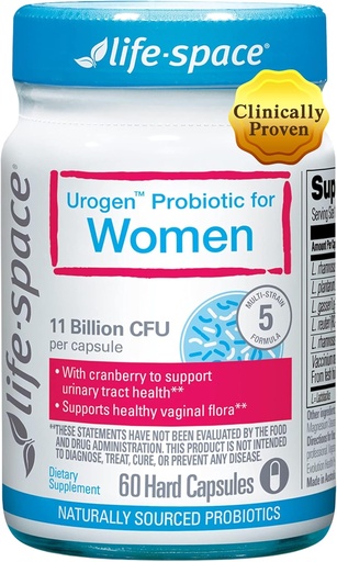 [BRSW2ZA7C4NBSD3K] Probiotik Urogen Luar Angkasa seumur hidup dengan Cranberry untuk Urinary Tract Health, Probiotic Perempuan dengan Lactoillus rhamnosus & reuteri. untuk Kesehatan Vaginal, 11 Milyar CFU per Kapsul, 2- Bulan, Katup 60