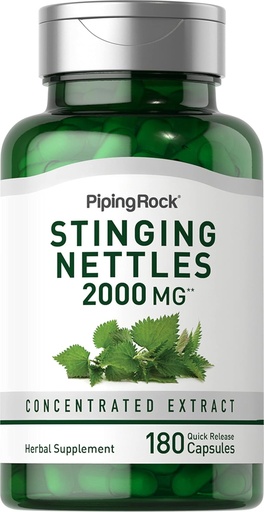 [BRSWIFDQAYJQ2ADC] Piping Rock Stingtle Nettle Capsules 2000 mg + 180 Pills 聚焦叶片提取 → Non-GMO & Gluten 免费草药补充品