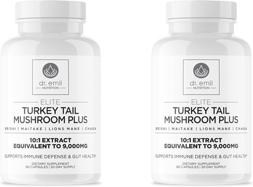 [BRSRAEIPOABQODT2] DR. EMIL NUTRITION Elite Turkey Tail Mushroom Plus Twin Pack