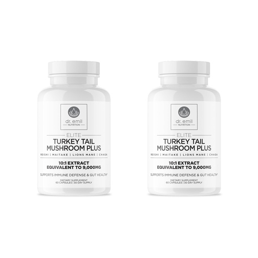[BRSRAEIPOABQODT2] DR. EMIL NUTRITION Mushroom Supplement - High-Potency Formula for Focus, Clarity & Immune Support - Non-GMO & Vegetarian - Elite Turkey Tail Mushroom Plus - 60 Capsules, 2 Pack