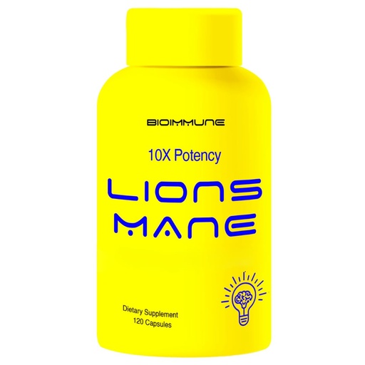 [BRSROGICAB5GME3B] BioImmune Organic Lions Mane Supplement Capsules 120 Capsules w/Patent Litropane™ Immune System Booster Nootropic Brain Support Mushroom Supplement. Highly Concentrated Extract