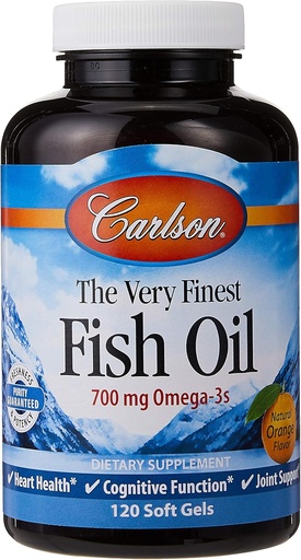 [BRSWIYYFAV5G2CTE] Carlson The Very Finest Fish Oil Orange 120 + 30 Softgels, 700 mg (May be Chewed)