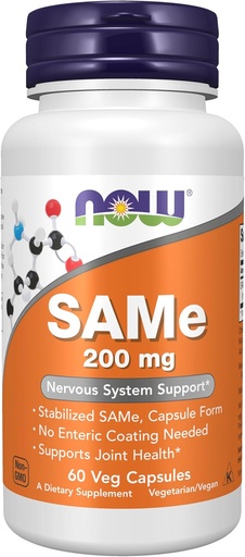 [BRSWGGTYDN7Q4A36] AHORA Suplementos de alimentos, SAMe (S-Adenosyl-L-Methionine)200 mg, Nervous System Support*, 60 cápsulas de verduras