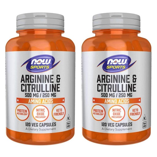 [BRSWIGIYBYOGEED6] Arginine & Citrulline 500/250mg - 120 Capsules (2 Pack)