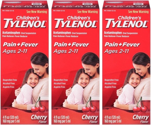 [BRSWKGYIBIDRQYDG] Tylenol Chld Cherry Liq Size 4 Fl oz Tylenol Children'S Cherry Blast Oral Suspension Pack of 3