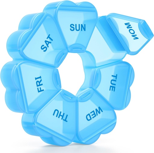 [BRSW2AQOO4MW2FYU] Gran organizador semanal de píldoras, caja de píldoras 7 días, KAPENS Daily Vitamin Case Large Capacity Compartments, Contenedores de píldoras para suplementos de medicina de aceite de pescado, Blue
