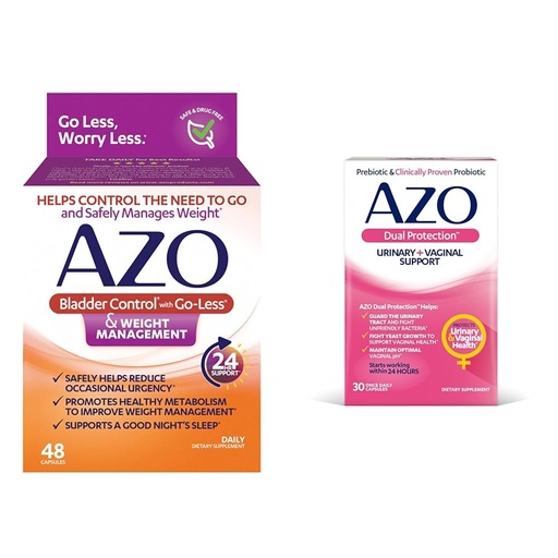 [BRSROAIKC57QYALB] AZO Bladder Control with Go-Less® & Weight Management Dietary Supplement & Dual Protection | Urinary + Vaginal Support*