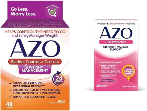 [BRSROAIKC57QYALB] AZO Bladder Control with Go-Less® & Weight Management Dietary Supplement & Dual Protection | Urinary + Vaginal Support*
