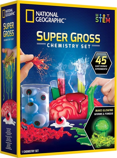 [BRSWYBANA4BAEFIY] National Geographic Gross Science Kit - 45 Gross Science Experiments- Dissect a Brain, Make Slime, Creepy STEM Project for Boys and Girls, Birthday Gifts for Kids 8-12 (  Exclusive)