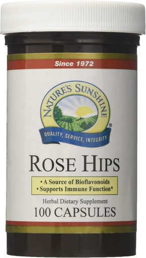 [BRSWIYQ6CJYQKEYZ] Nature's Sunshine Rose Hips, 100 Capsules, Kosher | Supports Immunity, Natural Source of Vitamin C, Contains Beneficial Bioflavonoids, and Provides Powerful Antioxidants