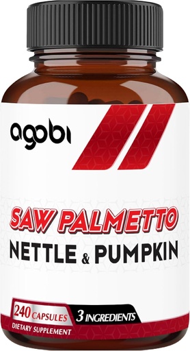 [BRSROED6CEMGGETZ] agobi Saw Palmetto Supplement with Nettle Leaf & Pumpkin - Support for Restful Mood, Hair Health, Immune System & Energy Production - 240 Veggie Capsules for 4-Month Suppply