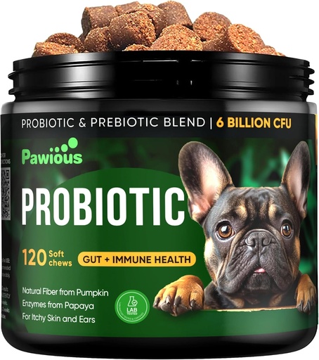 [BRSROGQ6DIJR4H3F] Probiotics for Dogs - Digestive Enzymes Gut Flora, Digestive Health, Immune System - Diarrhea Support, Itchy Skin, Allergies - Pumpkin, Flaxseed Meal, Papaya Powder - Probiotic Chews for Dogs