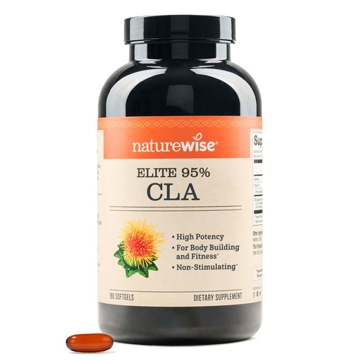 [BRSWKHQRAQFR62LG] NatureWise CLA 1300 - 95% Active Conjugated Linoleic Acid for Women and Men, Not Stimulating, Supports Weight & Fitness Goals - Non-GMO, Gluten Free - 180 Softgels[2-Month Supply]