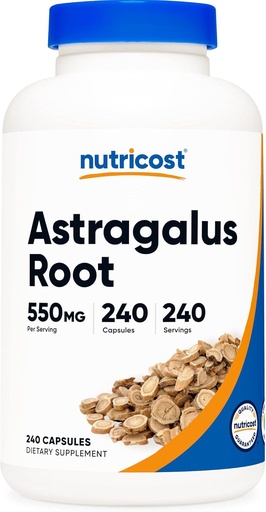 [BRSWYYALBAFRMDL7] Nutricost Astragalus Capsules 550mg, 240 Vegetariske kapsler - Ikke-GMO og Glutenfri