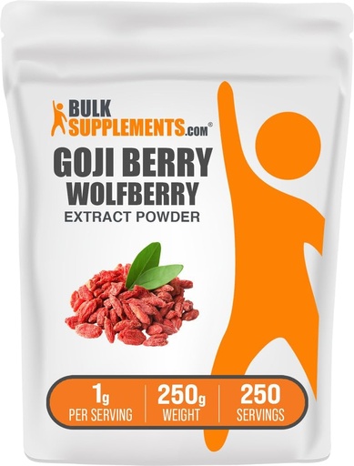 [BRSWKEACC4AQICQZ] BulkSupplements.com Wolfberry Extract Powder -Goji Berries Supplement, Fruit Powder - Vegan & Gluten Free, 1g zerbitzuko, 250g (8,8 oz) (1. orrialdea)