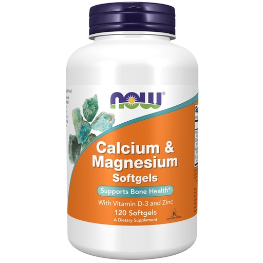 [BRSWIYQPON4RA2Y5] NOW Foods Supplements, Calcium & Magnesium with Vitamin D-3 and Zinc, Supports Bone Health*, 120 Softgels