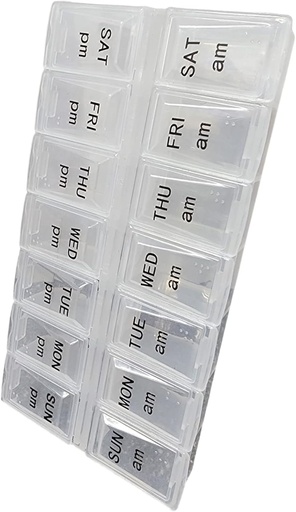 [BRSRMCYLAAPQM2DU] Två gånger om dagen Pill Organizer, Weekly Day och Night Pill Container, Day and Night Medication eller Vitamin för Morning eller Night AM PM Separation (24)