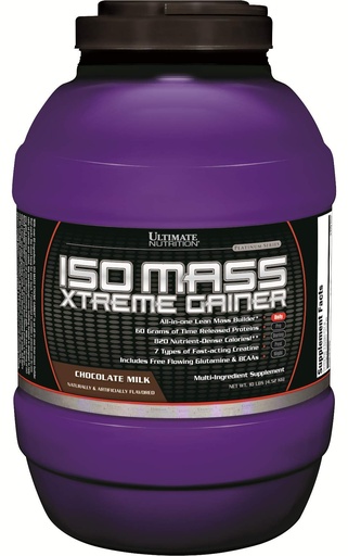 [BRSWIEIYOQAAGFT4] Ultimate Nutrition ISO Mass Xtreme Gainer, Weight Gainer Protein Powder with Creatine, 60 Grams of Protein, Whey Isolate Protein Powder for Lean Muscle Gain, 10 LBS with 30 Servings, Chocolate