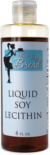 [BRSWIAQNOQHQID3I] Fast Easy Bread Soy Lecithin Liquid (8 oz) | Easy-to-Use | Available in Mess-Free Squeezable Bottle | Natural Food-Grade Emulsifier | Enhances Dough Texture and Ingredient Distribution