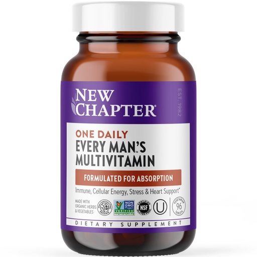 [BRSWIFALCMGAY2DK] New Chapter Men’s Multivitamin, B6, Extra B12, D3, Vitamin C & Zinc, Immune, Heart, Cellular Energy, and Brain Health, Gentle on The Stomach, One Daily, Non-GMO, Gluten-Free, 18+, 96 Tablets
