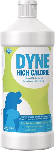 [BRSWEC32OEFAKF33] PetAg Dyne High Calorie Liquid Nahrungsergänzungsmittel für Hunde & Welpen 8 Wochen und älter - 32 oz - Unterstützt Leistung und Ausdauer - Sweet Vanilla Flavor